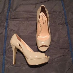 Nude Marc Fisher Patent Leather Peep toe Heels